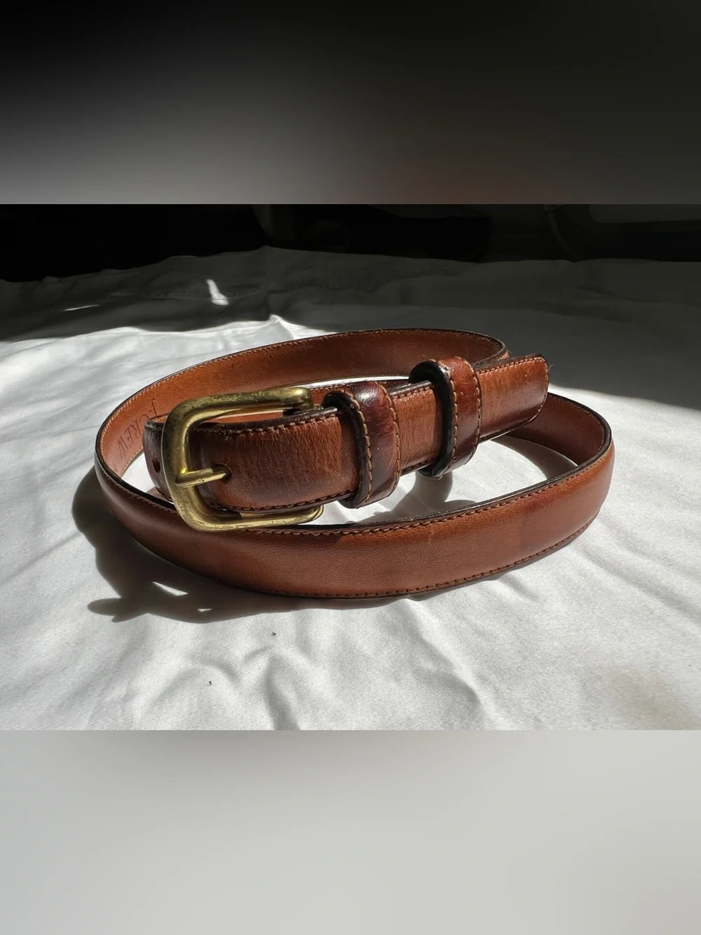 Vintage 90s J CREW brown glove tanned belt Italian leather made in USA brass